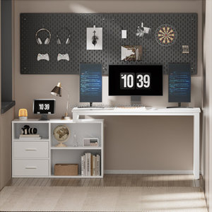 Modern Rectangle <strong>L-Shaped</strong> <strong>Office</strong> Desk with Stylish Metal Base Industrial Design <strong>Furniture</strong> - Product Image 1
