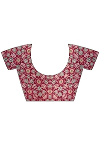 Sari de tela georgette rosa estampado para mujer KV con blusa sin coser - Product Image 2