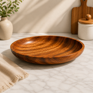 Tazón de Madera Artesanal Premium para Servir – Tazón Rústico de Madera de Coco para Cocina, Comedor y Decoración del Hogar, Plato de Madera Hecho a Mano - Product Image 1