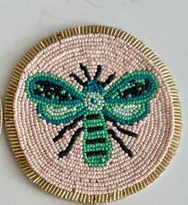 Handmade Turtle Beaded <b>Coaster</b> Round Embroidered Sea Animal <b>Drink</b> <b>Coaster</b> Coastal Table Decor - Product Image 3