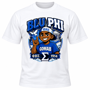 T-shirt graphique personnalisé bleu roi Phi Beta Sigma pour homme, manches courtes, col rond, 100 % coton, motif dessin animé, 1914, écologique - Product Image 3