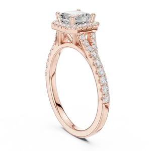 Anillo de Compromiso Unisex de Oro Sólido de 18K Hecho a Medida con Diamante Radiante de Laboratorio de 2.50 CT y Piedras Laterales Brillantes de 0.79 CTW - Product Image 4