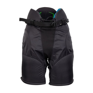 Pantalon de hockey sur glace unisexe bleu marine respirant et rembourré avec lacets blancs et bande jaune, coupe athlétique, toutes saisons, 100 % polyester - Product Image 1