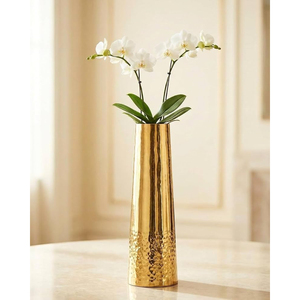 Vase de table en laiton fait main, finition dorée, design minimaliste, vase décoratif pour fleurs, pour la décoration de la maison et de la salle de séjour - Product Image 2