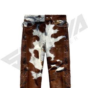 Pantalones de invierno SALVA LEATHER para hombre, de gamuza color canela, ecológicos, impermeables, con bolsillos, corte recto, cierre de cremallera, cintura media, ligeros - Product Image 3