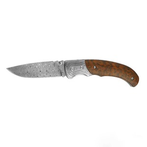 Navaja de bolsillo hecha a mano de acero de Damasco, plegable, multifuncional, de grado industrial, OEM, con hoja de punta de caza. - Product Image 2