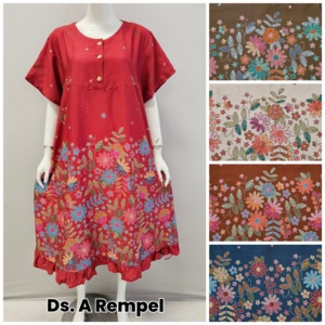 Robe décontractée pour femme en rayonne, coupe trapèze, imprimé floral, respirante, avec ourlet à volants et fermeture boutonnée, col rond - Product Image 4