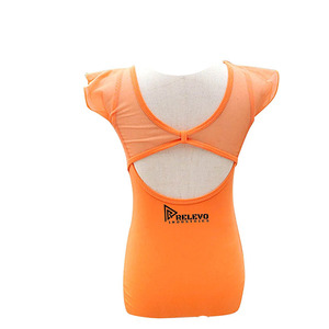 Justaucorps de ballet personnalisé de haute qualité pour filles, manches courtes, design croisé sur le devant, en Spandex/Polyester, en stock pour les spectacles d'enfants - Product Image 2