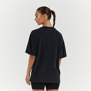 Premium Quality Stone Wash Women Plus Size Front Distressed T-<b>shirt</b> Print Oversize Black Custom Women Summer Acid Wash T-<b>shirt</b> - Product Image 2