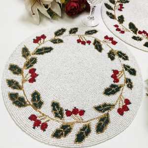 Sets de table perlés faits main de qualité supérieure, tapis de table brodés complexes pour une décoration élégante de la salle à manger, magnifiques sets de table perlés - Product Image 2