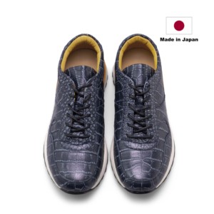 Fabriqué au Japon, baskets décontractées de qualité supérieure en cuir gaufré crocodile, confectionnées à partir de cuir de cerf de haute qualité - Product Image 5