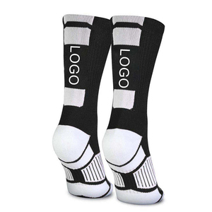 Chaussettes de sport montantes noires et blanches avec logo imprimé numériquement, chaussettes de basketball pour adultes, chaussettes de baseball tricotées à séchage rapide - Product Image 6