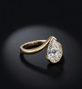 Bague de Mariage de Luxe en Moissanite Taille Poire, en Argent Sterling 925 Plaqué Or, Sertie à Griffes, Idéale pour Fiançailles, Mariage, Fêtes et Anniversaires - Product Image 2