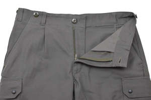 Men's Gray Cargo Pants High Waist Multiple Pockets Workwear Style Canvas Material Button Fly Straight Fit Autumn Wear - Product Image 5