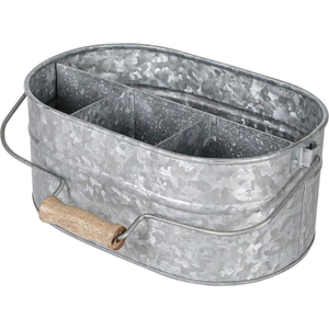 Fabricante y Mayorista de Portautensilios de Metal Galvanizado Estilo Rústico, Organizador de Mesa con 4 Compartimentos para Cubiertos y Condimentos - Product Image 2