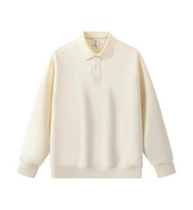 Men's Oversized Knitted Pullover Sweatshirt Solid Color Button Up Collar Long Sleeve Casual Autumn Wear with distress embroidery - Product Image 2