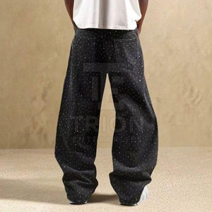 Pantalones elegantes de corte ajustado con pedrería para hombre, para uso en exteriores, hechos en Pakistán, pantalones con pedrería para hombre en venta. - Product Image 3