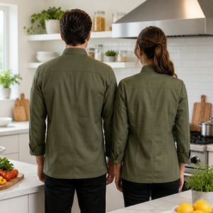 Chaqueta de Chef Moderna con Cuello Mandarín, Corte Regular, Manga Larga, Uniforme Profesional para Restaurante - Product Image 3