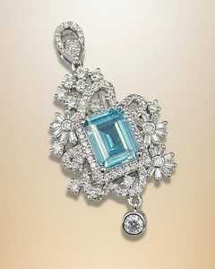 Colgante de Moissanita Copo de Nieve, Plata 925 con Baño de Rodio, Corte Esmeralda, Dije de Diamante, Joyería de Lujo para Boda de Mujer - Product Image 2