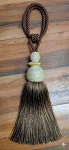 Elegant Traditional Brown Textile Tassel Tiebacks with Beaded Sphere Design for <b>Curtain</b> Accessories - Product Image 3