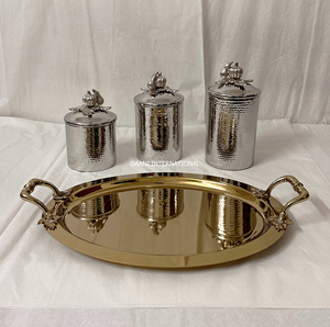 Hot Sale Luxury Stainless Steel <b>Canister</b> <b>Set</b> Pumpkin Lids PVD Gold Surface Artisan Hammered Handmade Food Storage Jars Metal - Product Image 6