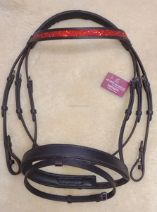 Brida de caballo de cuero Premium de alta calidad, acolchado suave, banda de cristal para cejas, logotipo personalizado, costura elegante, producto Ecuestre para montar - Product Image 5