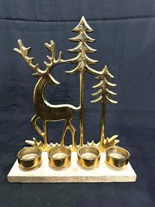 Elegant Gold Finished Reindeer And <b>Tree</b> Metal Tealight Candle Stand Perfect For <b>Table</b> Decor <b>Christmas</b> And Winter Decoration - Product Image 6