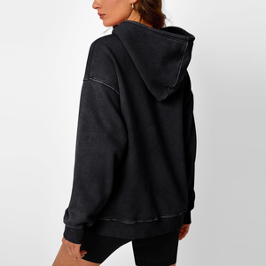 Unisex Black Hooded Sweatshirt Oversized Fit Cotton Fleece Casual Pocket Design Autumn Wear - Product Image 3