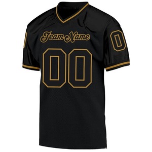Maillot de football authentique rétro noir et or vieilli en maille, style vintage, uniforme d'équipe de football américain - Product Image 2