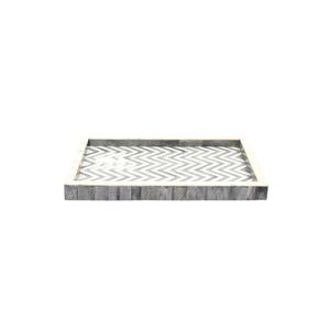 Plateau de service rectangulaire de luxe en os incrusté, motif chevron gris élégant, pour hôtels et traiteurs, vente en gros - Product Image 5