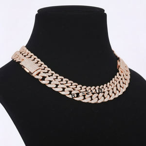 Collier et chaîne en argent sterling 925 avec diamants de laboratoire VVS testés au diamant, style Miami Cuban Link, Hip Hop Iced Out, pour hommes - Product Image 6