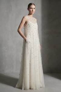 Vestido de Noche de Tul con Perlas de Lujo de Alta Demanda para Mujer, Corte A, Cuello Transparente, Vestido de Recepción Nupcial, Fabricante - Product Image 2