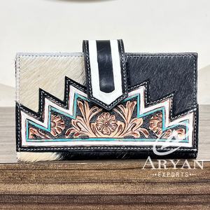 Nouvel Arrivage – Portefeuille en Cuir de Vachette Véritable Motif Tempête, Pochette Façonnée, Élégant Porte-Cartes Organisateur, Parfait pour Unisexe - Product Image 1
