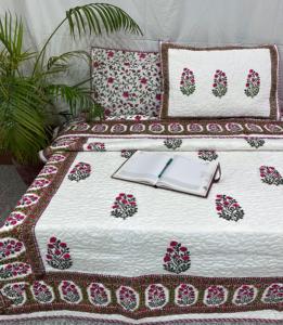 Pure Cotton Hand Block Printed Comforter Set Floral Reversible Premium Handmade AC <b>Bedspread</b> 2 Pillow Covers Home Hotel 300 TC - Product Image 2