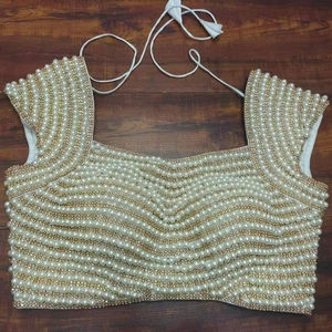 Top Corto Acolchado con Cuello Corazón, Sin Mangas, Bordado en Organza, 100% Poliéster, Transpirable, Antiarrugas, para Bodas de Invierno - Product Image 1