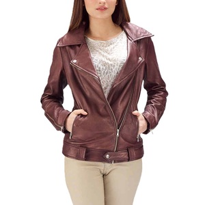 Wholesale <b>Women</b> Leather <b>Jacket</b> Casual Wear Full Sleeve Custom Logo Biker Style <b>Zipper</b> Closure Outdoor Leather <b>Jacket</b> For <b>Women</b> - Product Image 1