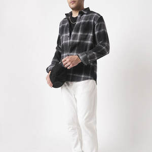 Chemises en flanelle à carreaux épais pour hommes, en coton/polyester et fibre de bambou tricotées, à manches longues et boutonnées, collection Printemps, promotion exceptionnelle - Product Image 5