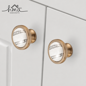 Handmade Solid Brass Round Cabinet Knob Brushed Modern Minimalist Decorative <b>Drawer</b> <b>Pull</b> Dresser Wardrobe Kitchen Bathroom - Product Image 2