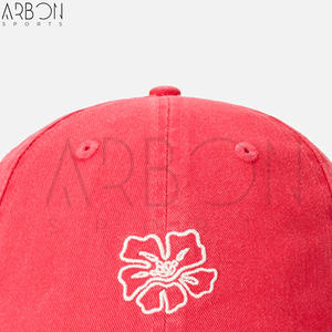 Casquettes 6 panneaux en tissu de coton doux et respirant, rose, avec broderie florale personnalisée, pour prix de gros - Product Image 4