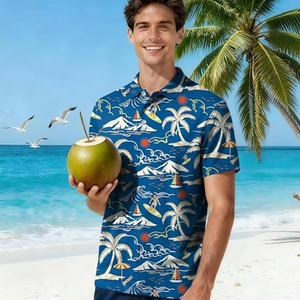 Chemise Polo Hawaïenne pour Homme, Imprimé Tropical, Manches Courtes, Décontractée, Vacances, Aloha, Vêtements de Plage - Product Image 6