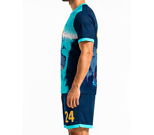 Ensemble de maillots de football personnalisés de haute qualité 2022, 100% polyester, impression par transfert thermique, technologie de découpe automatisée, logo personnalisé, équipe - Product Image 6