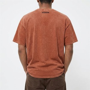 Nouveau T-shirt Homme Oversize en Coton Délavé Effet Brûlé Orange Vintage, Coupe Décontractée, Streetwear, Graphique, Logo Personnalisé - Product Image 5