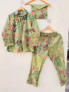 Floral Print Pajama Sets, Indian Cotton <b>Pyjamas</b> Set, Nightwear Pajama Set, Sleepwear Dress, Bohemian Clothing, Gifts <b>For</b> Her, - Product Image 3