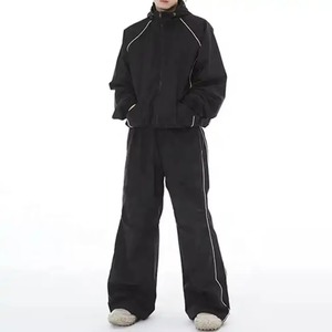 2026 Wholesale Winter Streetwear Windbreaker <b>Tracksuit</b> Custom Design Soft Fabric Full Zip Jacket Pants Set - Product Image 1