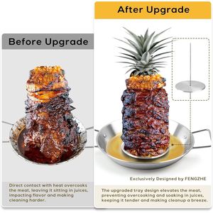 Spiedino Extra Large da 13 Pollici per Al Pastor, in Acciaio Inossidabile, con Supporto Brasiliano e 4 Punte, 2 Spazzole, Accessori per Barbecue - Product Image 2