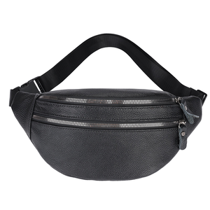 Sac banane unisexe en cuir véritable, forme baril, avec double fermeture éclair, imperméable, motif dessin animé, pour usage quotidien et extérieur - Product Image 5