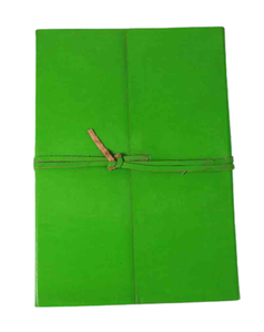 Handmade Recycled Cotton Paper <b>A5</b> <b>Diary</b> Acid-Free Green Wood Leather Bound Soft Cover Glue Binding Camelon Exports for Students - Product Image 1