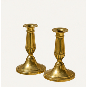 Ensemble de 2 bougeoirs en laiton antique - Bougeoirs en métal doré vintage pour centre de table de mariage, éclairage domestique - Product Image 4