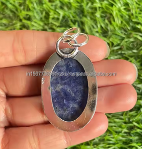 Colgante de Plata de Ley 925 sólida, piedra preciosa de sodalita, joyería de piedras preciosas de plata hecha a mano, colgante de plata de sodalita para collares y mujeres - Product Image 5