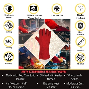 Gants de soudage en cuir de vachette de haute qualité, résistants à la chaleur et aux étincelles, pour travaux lourds, lutte contre les incendies, construction, soudeurs - Product Image 2